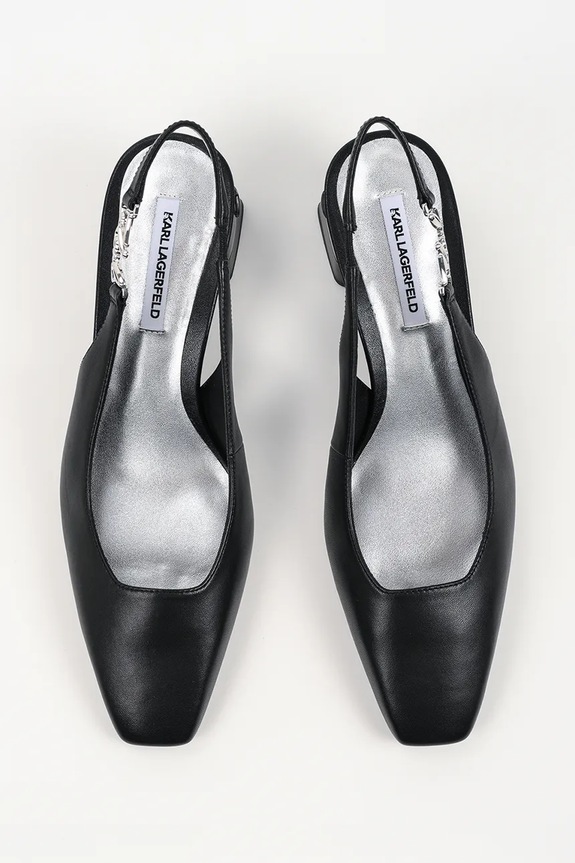 Кожени обувки с дебел ток Karl Lagerfeld Kayla черен KL35406.000