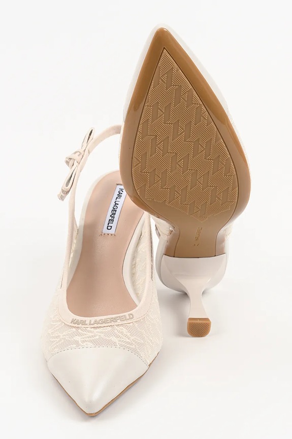 Karl Lagerfeld szpilki skórzane Sienna KL32728.M11 beżowy