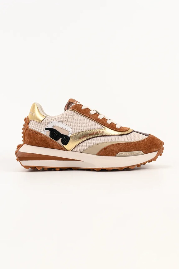 Karl Lagerfeld sneakers Zone pelle fiore marrone KL62930N.32G