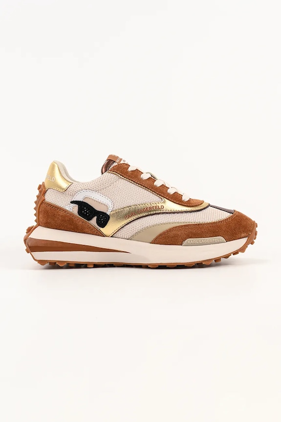 Karl Lagerfeld sneakers Zone pelle fiore marrone KL62930N.32G