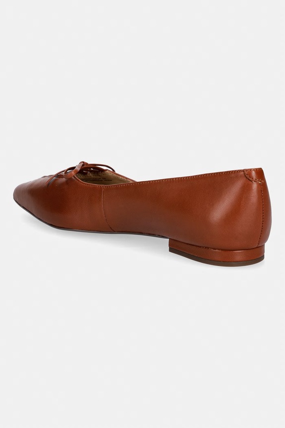 Obuwie Lauren Ralph Lauren baleriny skórzane Londyn Lace Up 802P06376001.200 brązowy