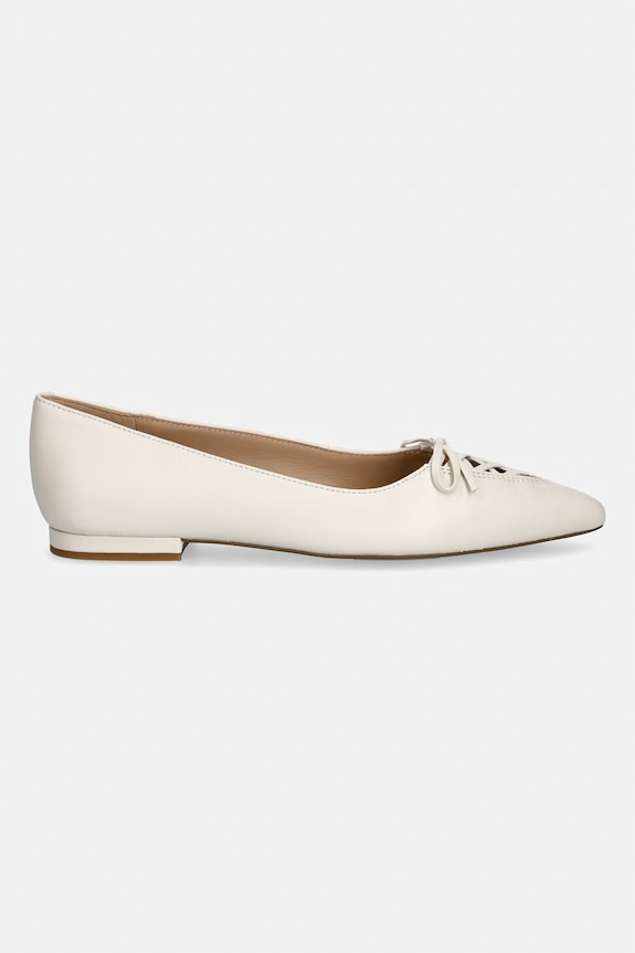 Lauren Ralph Lauren baleriny skórzane Londyn Lace Up 802P06376003.100 beżowy SS26