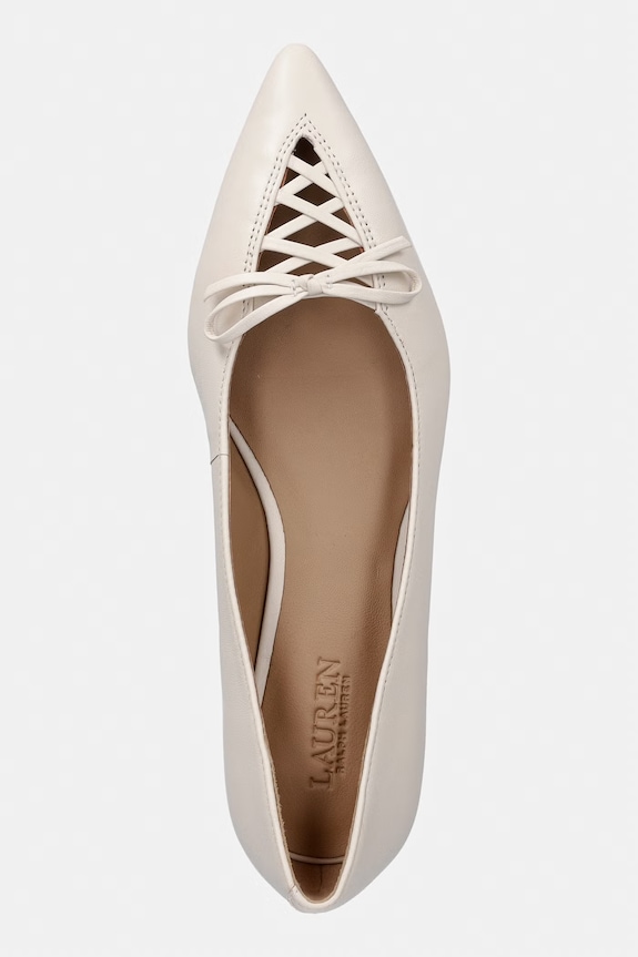 Lauren Ralph Lauren baleriny skórzane Londyn Lace Up beżowy 802P06376003.100