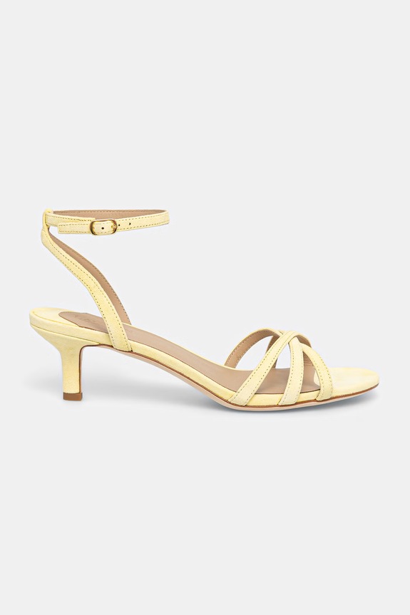 Lauren Ralph Lauren szandál alacsony sarkú velúr Kendyl Kttn 802P06395003.700 sárga SS26