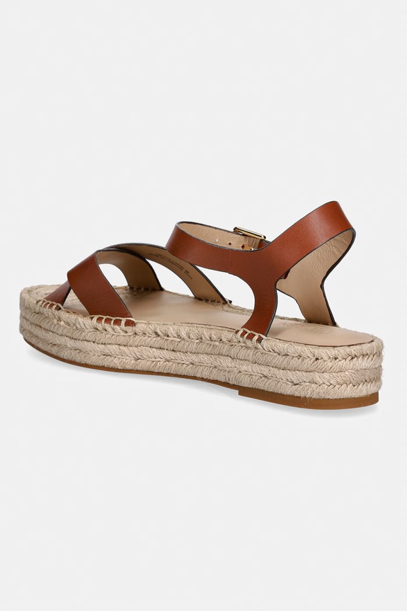 Obuwie Lauren Ralph Lauren sandały na platformie damskie skórzane Emeryn 802P06400001.200 brązowy
