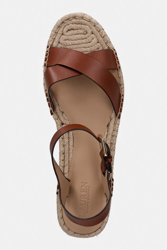 Lauren Ralph Lauren sandały na platformie damskie skórzane Emeryn brązowy 802P06400001.200