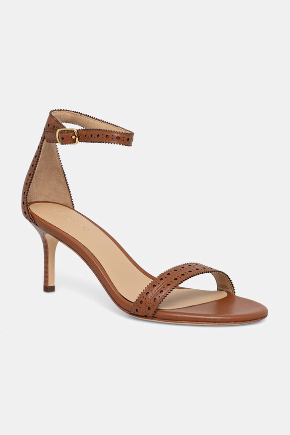 Lauren Ralph Lauren bőr magas sarkú szandál Allie M barna 802P10639002.200