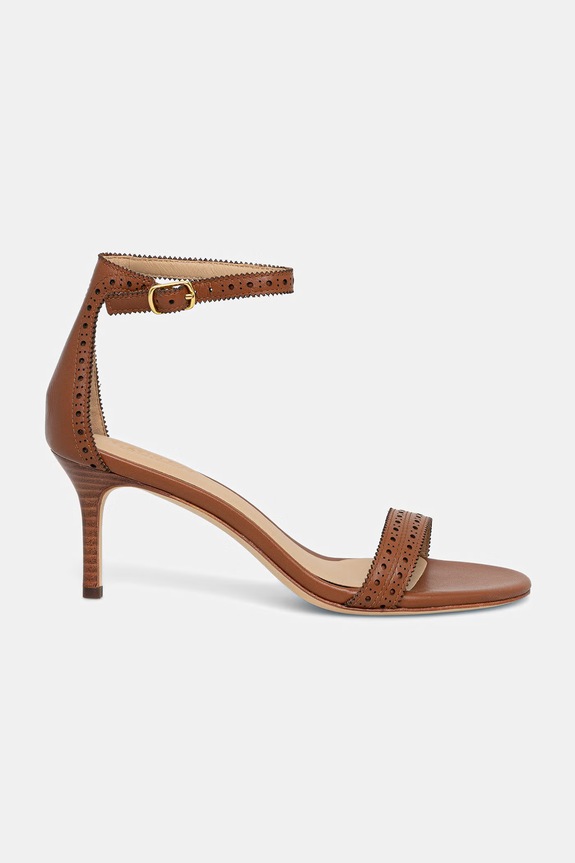 Lauren Ralph Lauren bőr magas sarkú szandál Allie M 802P10639002.200 barna SS26