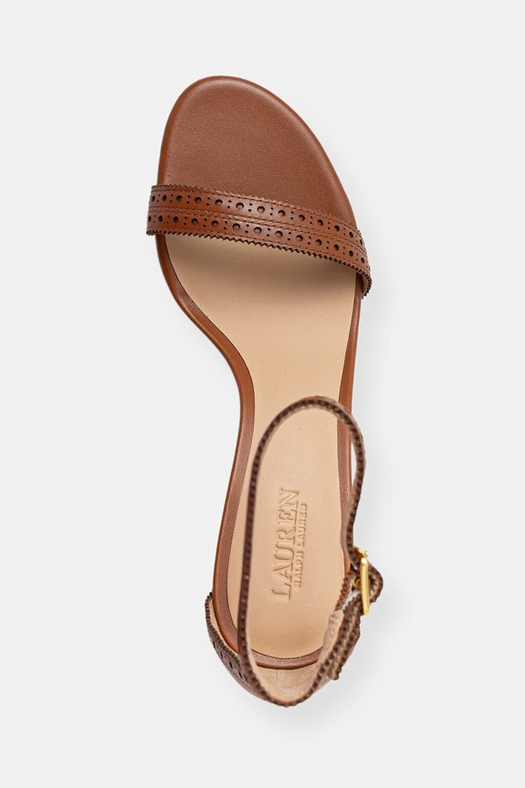 Lauren Ralph Lauren bőr magas sarkú szandál Allie M barna 802P10639002.200