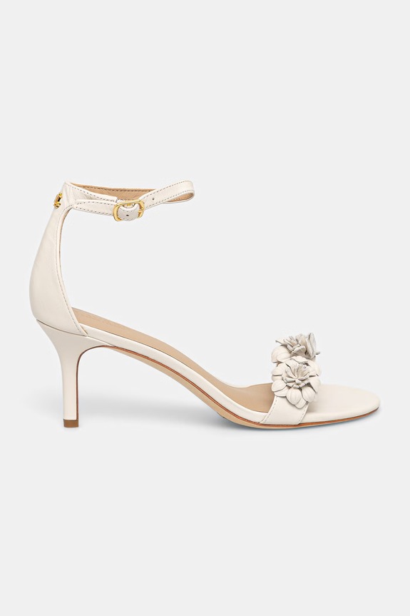 Lauren Ralph Lauren bőr magas sarkú szandál Allie M Flwr 802P10640001.100 bézs SS26