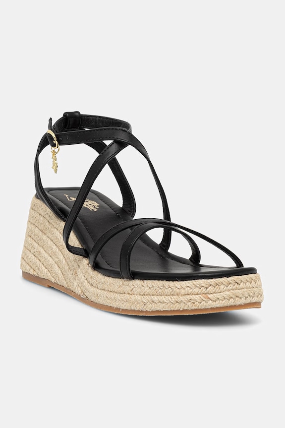 Πέδιλα U.S. Polo Assn. MILLY001 απομίμηση λείου δέρματος μαύρο MILLY001W.6Y1