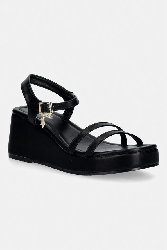 Πέδιλα U.S. Polo Assn. MILLY002 απομίμηση λείου δέρματος μαύρο MILLY002W.6Y1