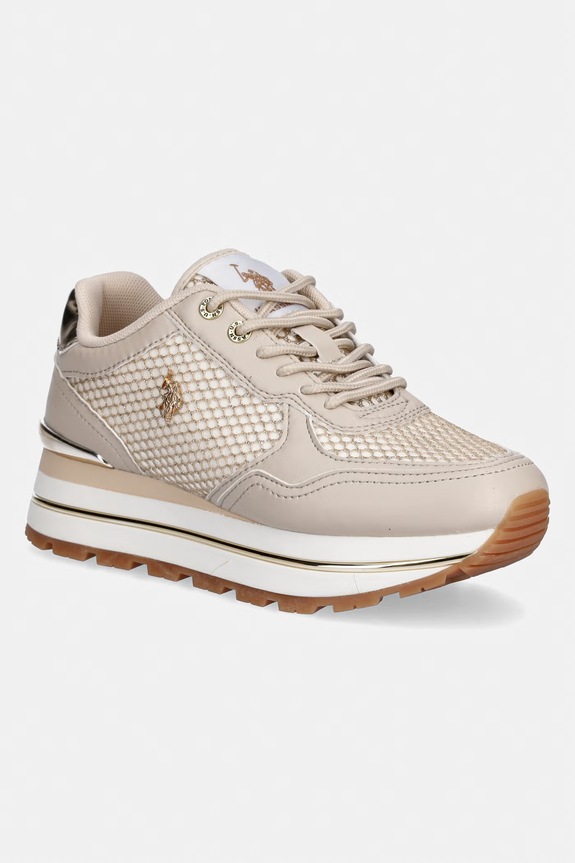 Sneakers U.S. Polo Assn. RYTA001 απομίμηση λείου δέρματος μπεζ RYTA001W.6MY1