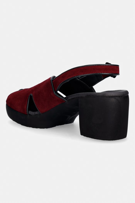 Încălțăminte Fly London sandale cu toc înalt din piele întoarsă FORY424FLY P145424003 burgundia