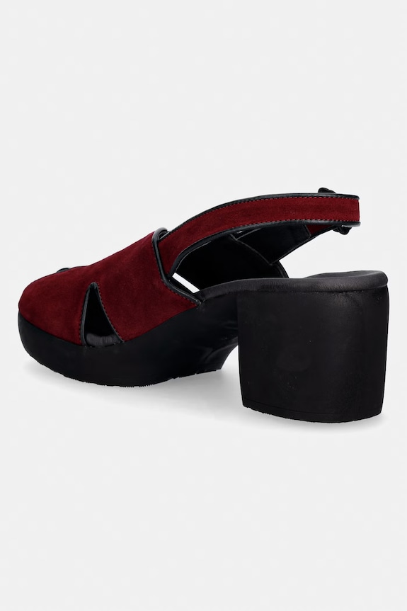 Încălțăminte Fly London sandale cu toc înalt din piele întoarsă FORY424FLY P145424003 burgundia