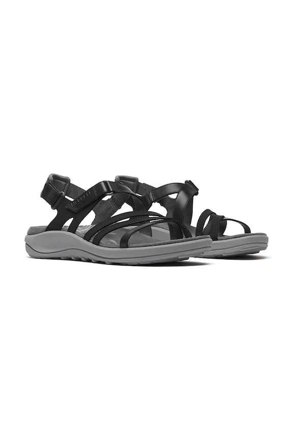 Merrell sandale cu călcâiul deschis pentru femei, din piele HARBOR BACKSTRAP J008362 negru SS26