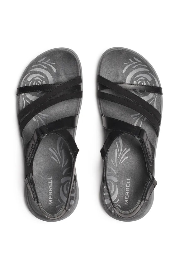 Merrell sandale cu călcâiul deschis pentru femei, din piele HARBOR BACKSTRAP negru J008362