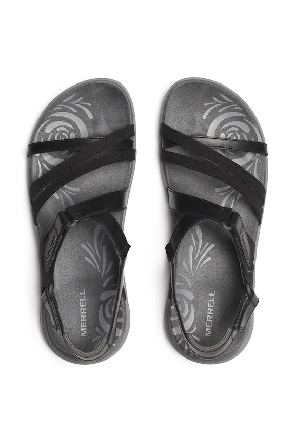 Merrell sandale cu călcâiul deschis pentru femei, din piele HARBOR BACKSTRAP negru J008362