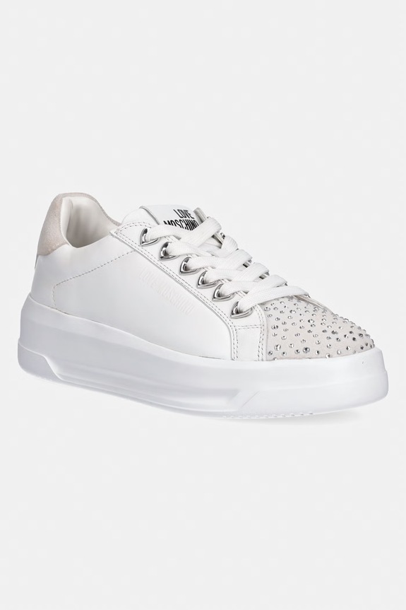 Δερμάτινα sneakers Love Moschino δέρμα σαμουά λευκό JA15035G1OIAB10A