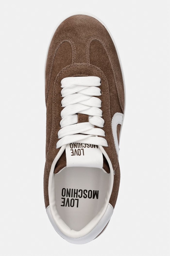 Σουέτ sneakers Love Moschino καφέ JA15112G1OIG0203