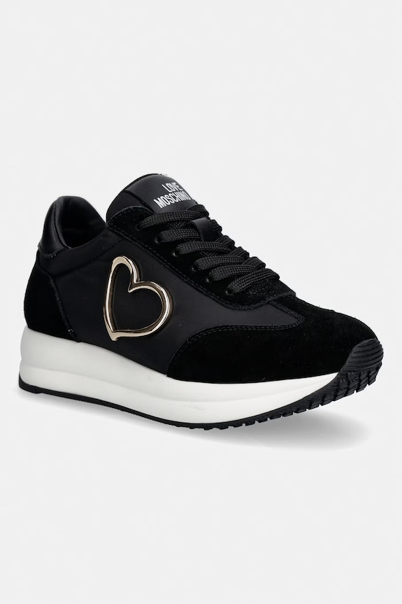 Sneakers Love Moschino δέρμα σαμουά μαύρο JA15344G1OINC00A