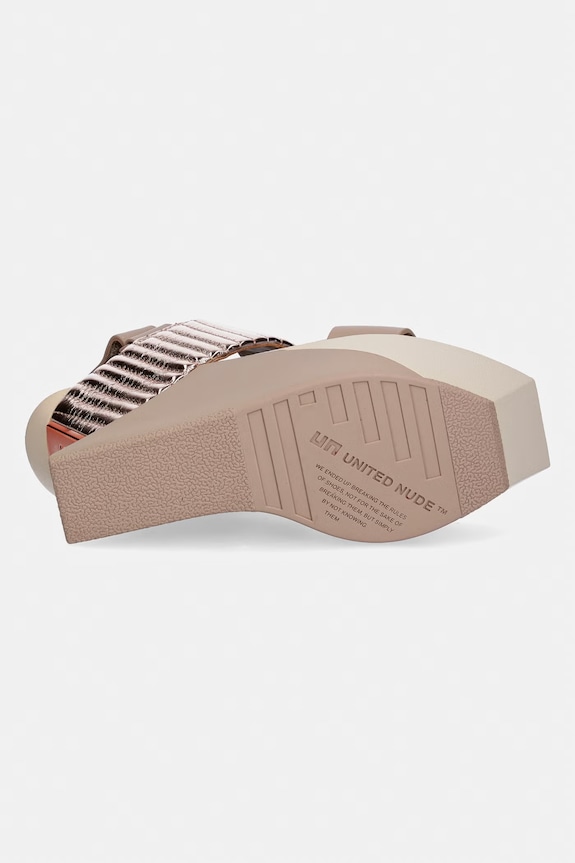 United Nude sandále na platforme po celej dĺžke kožené Delta Wedge Puffier 10988971188 béžová