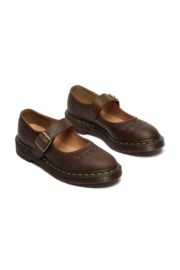 Dr. Martens балетки шкіряні Mary Jane Flower DM42391200 коричневий SS26