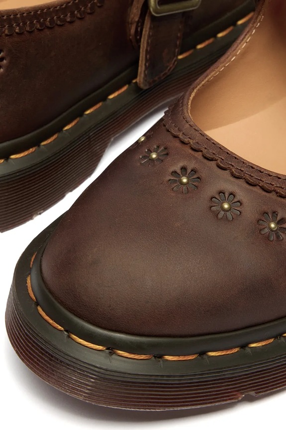 Dr. Martens балетки шкіряні Mary Jane Flower DM42391200 коричневий