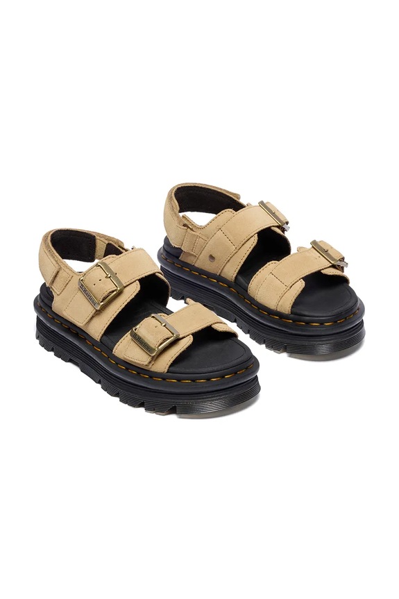 Dr. Martens sandały na platformie damskie zamszowe ZebZag Sandal DM42689200 beżowy SS26