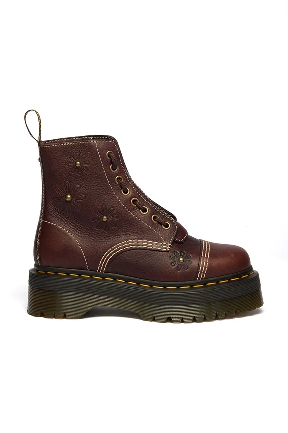 Dr. Martens buty damskie skórzane Sinclair Flower brązowy DM42818200
