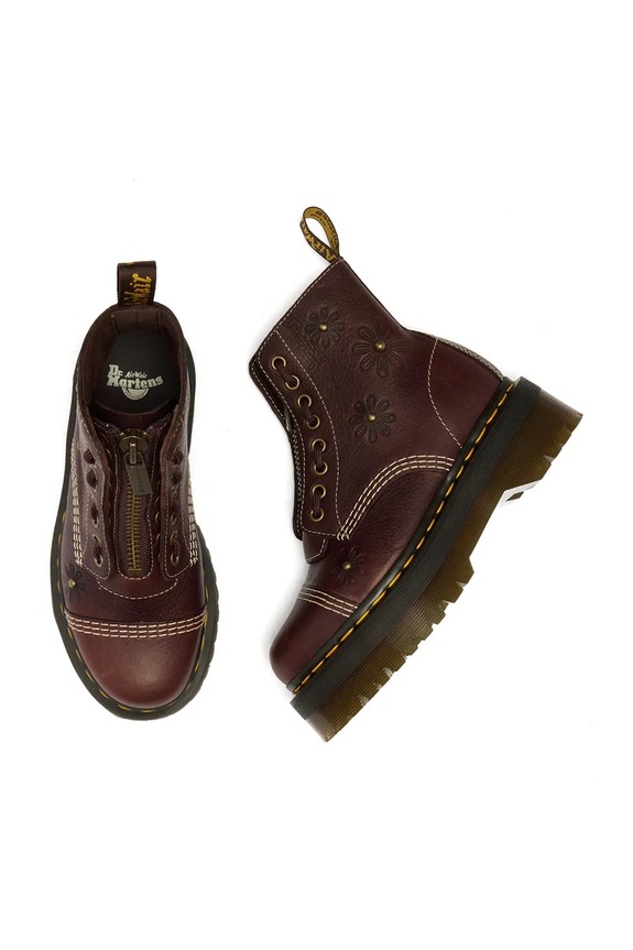 Dr. Martens buty damskie skórzane Sinclair Flower brązowy DM42818200