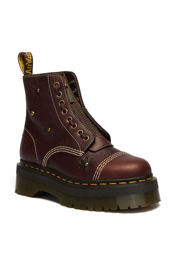 Dr. Martens buty damskie skórzane Sinclair Flower DM42818200 brązowy SS26