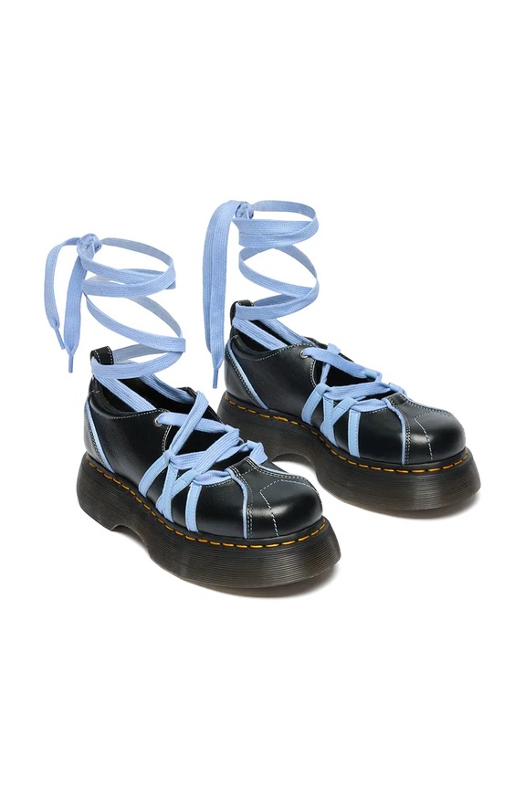 Dr. Martens балетки шкіряні Buzz Ballerina Lace Up Shoe DM42842001 чорний SS26