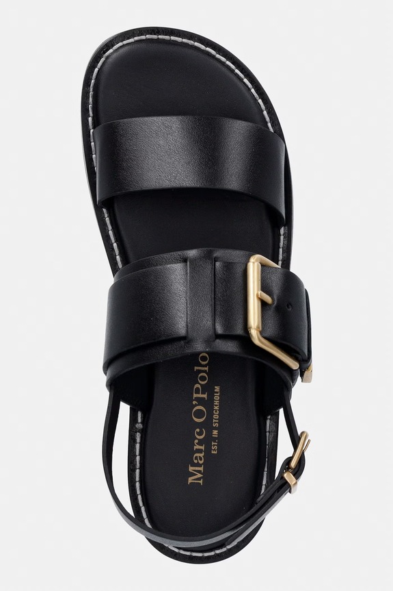 Marc O'Polo sandale cu toc plat de pentru femei, din piele Stina 3A negru 60318691103100