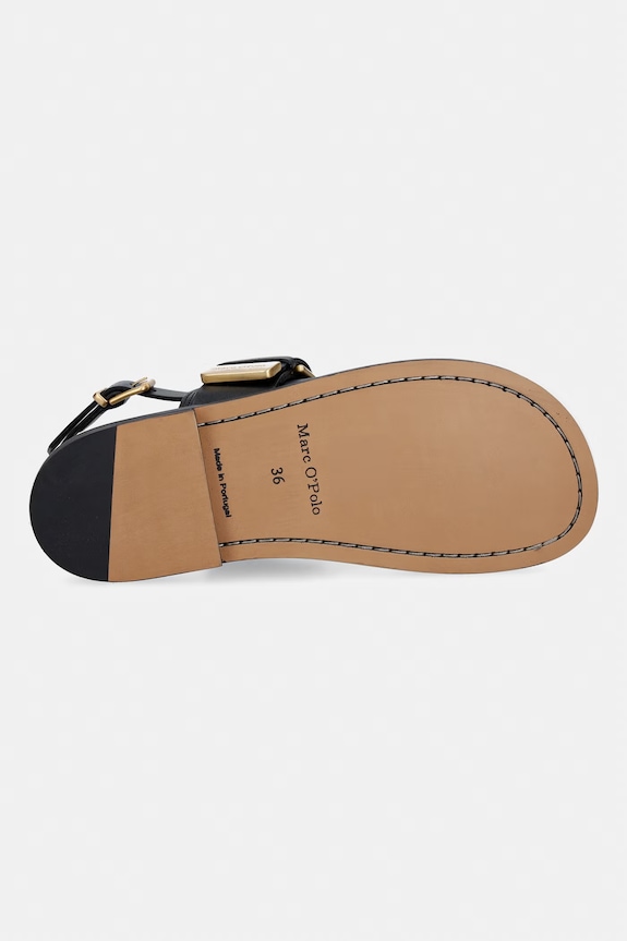 Marc O'Polo sandale cu toc plat de pentru femei, din piele Stina 3A 60318691103100 negru