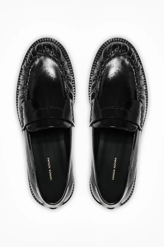 Kožené mokasíny Vanda Novak černá Greta.Glossy.Black