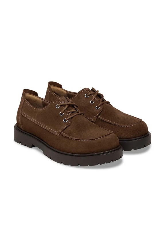Обувки Birkenstock Highwood Moc Lace Low половинки обувки с равна подметка дамски от велур 1031912 кафяв