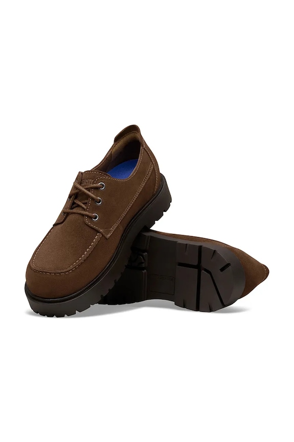 Birkenstock Highwood Moc Lace Low половинки обувки с равна подметка дамски от велур кафяв 1031912