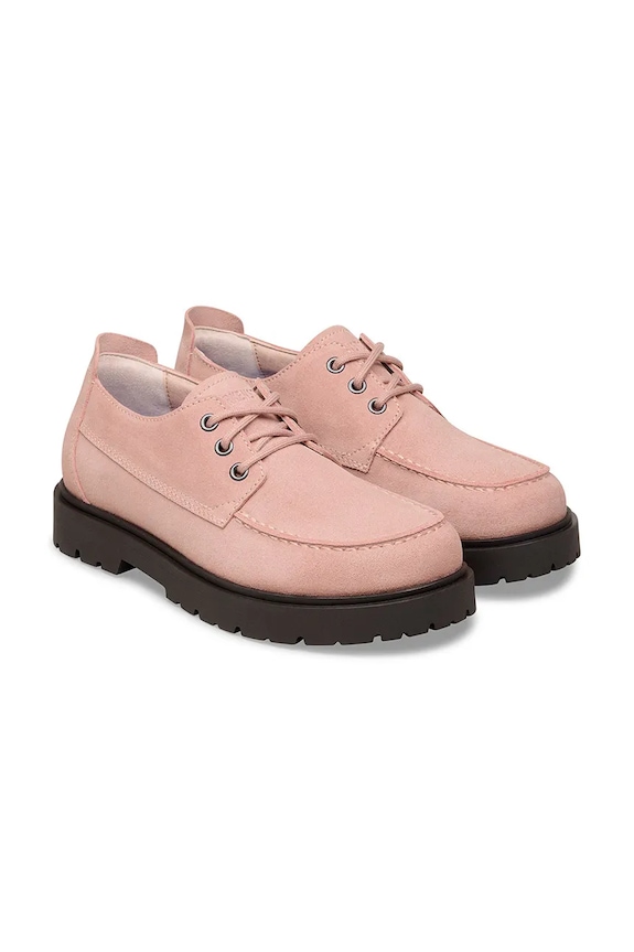 Încălțăminte Birkenstock Highwood Moc Lace Low pantofi pentru femei din piele întoarsă 1032017 roz