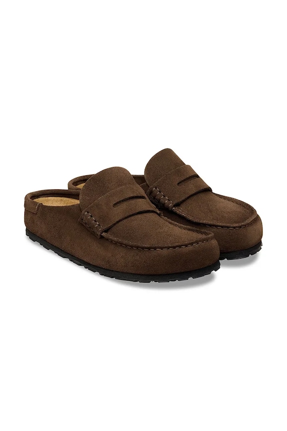 Încălțăminte Birkenstock papuci din piele Naples 1031701 maro
