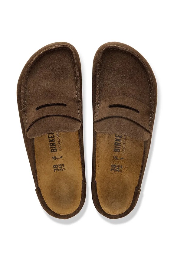 Birkenstock papuci din piele Naples maro 1031701
