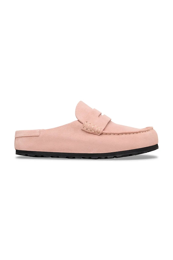 Birkenstock Naples klapki mules damskie nubukowe bez obcasa różowy 1031683