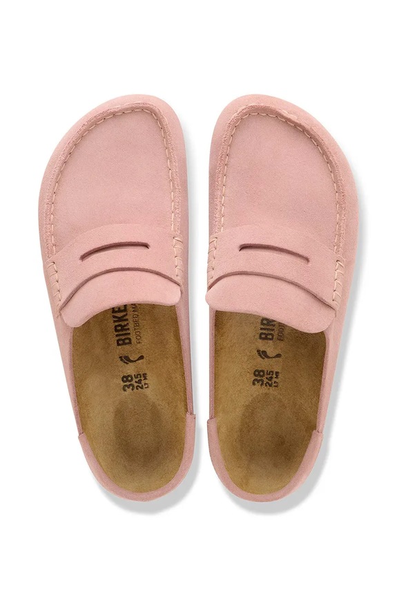 Birkenstock Naples klapki mules damskie nubukowe różowy 1031683