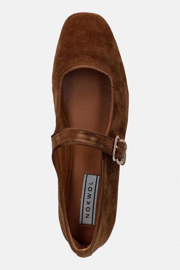 Μπαλαρίνες σουέτ Nokwol Masa καφέ Masa.Chestnut.Suede