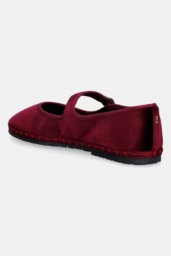 Obuwie Nokwol baleriny welurowe Mel Mel.Burgundy.Velvet bordowy