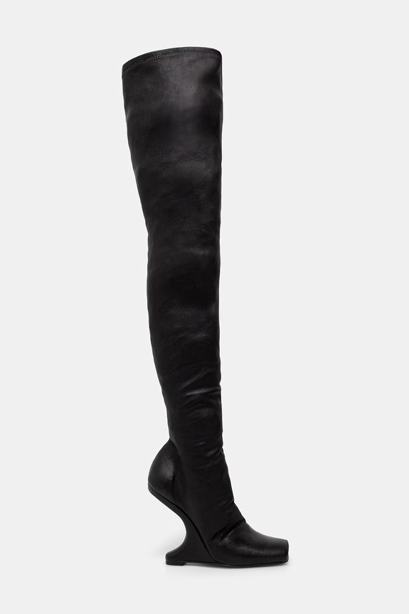 Rick Owens Lilies cizme pentru femei, din piele Cantilever 11 LI01F7801.LS negru SS26