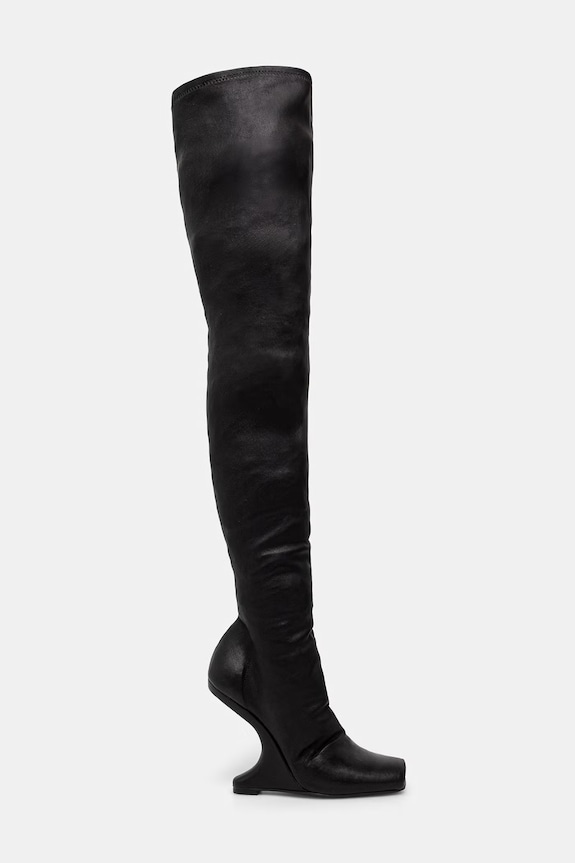 Rick Owens Lilies cizme pentru femei, din piele Cantilever 11 LI01F7801.LS negru SS26