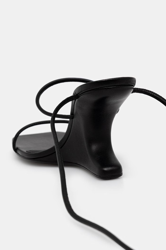 Încălțăminte Rick Owens Lilies Cantilever 8 sandale wedge pentru femei din piele LI01F7804.LLP negru