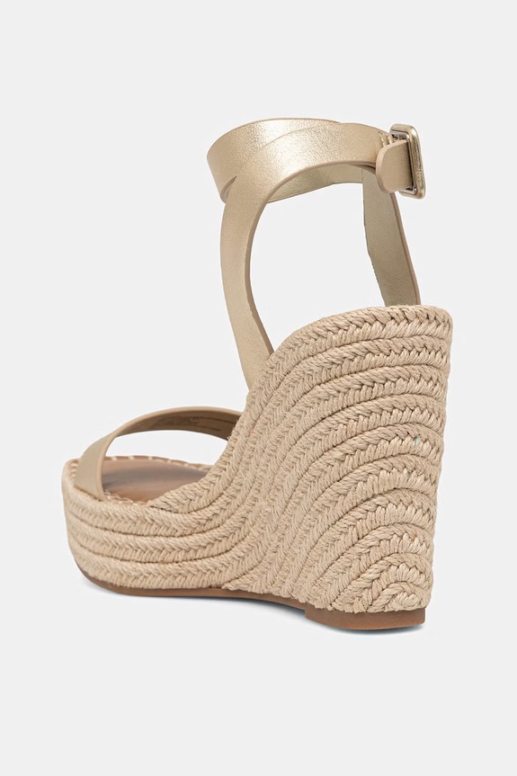 Obuv Steve Madden sandále na platforme po celej dĺžke kožené Upstage 11002459.977 zlatá