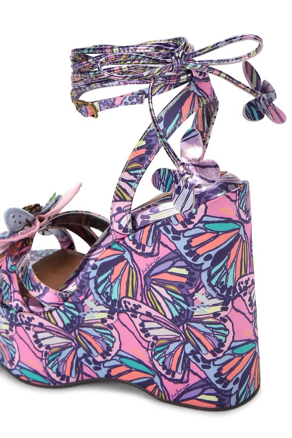 Obuwie Kurt Geiger London sandały na koturnie Butterfly Ankle Tie Wedge 5596895689 multicolor